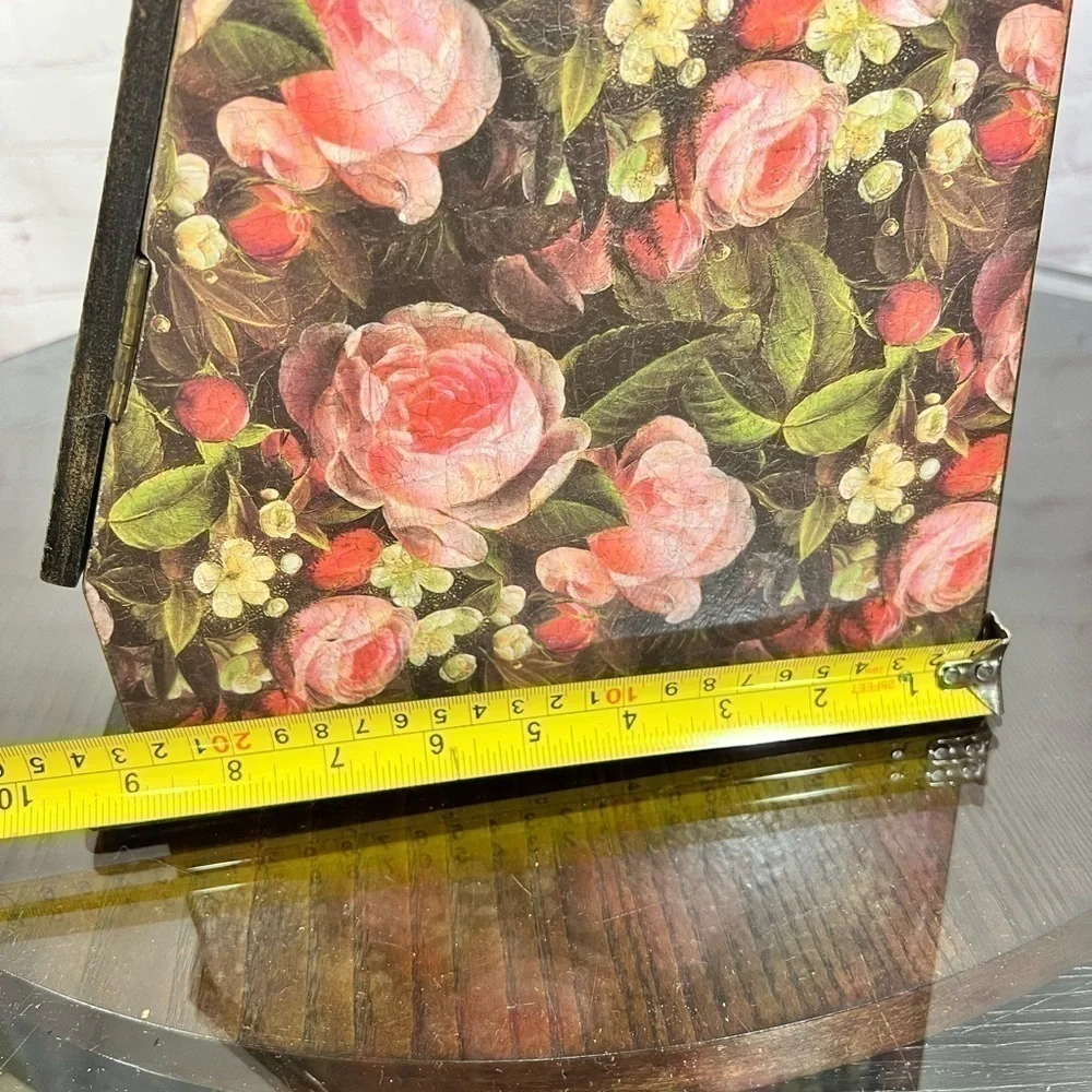 VINTAGE wooden Jewelry cabinet. Victorian look decoupaged. With a catch all